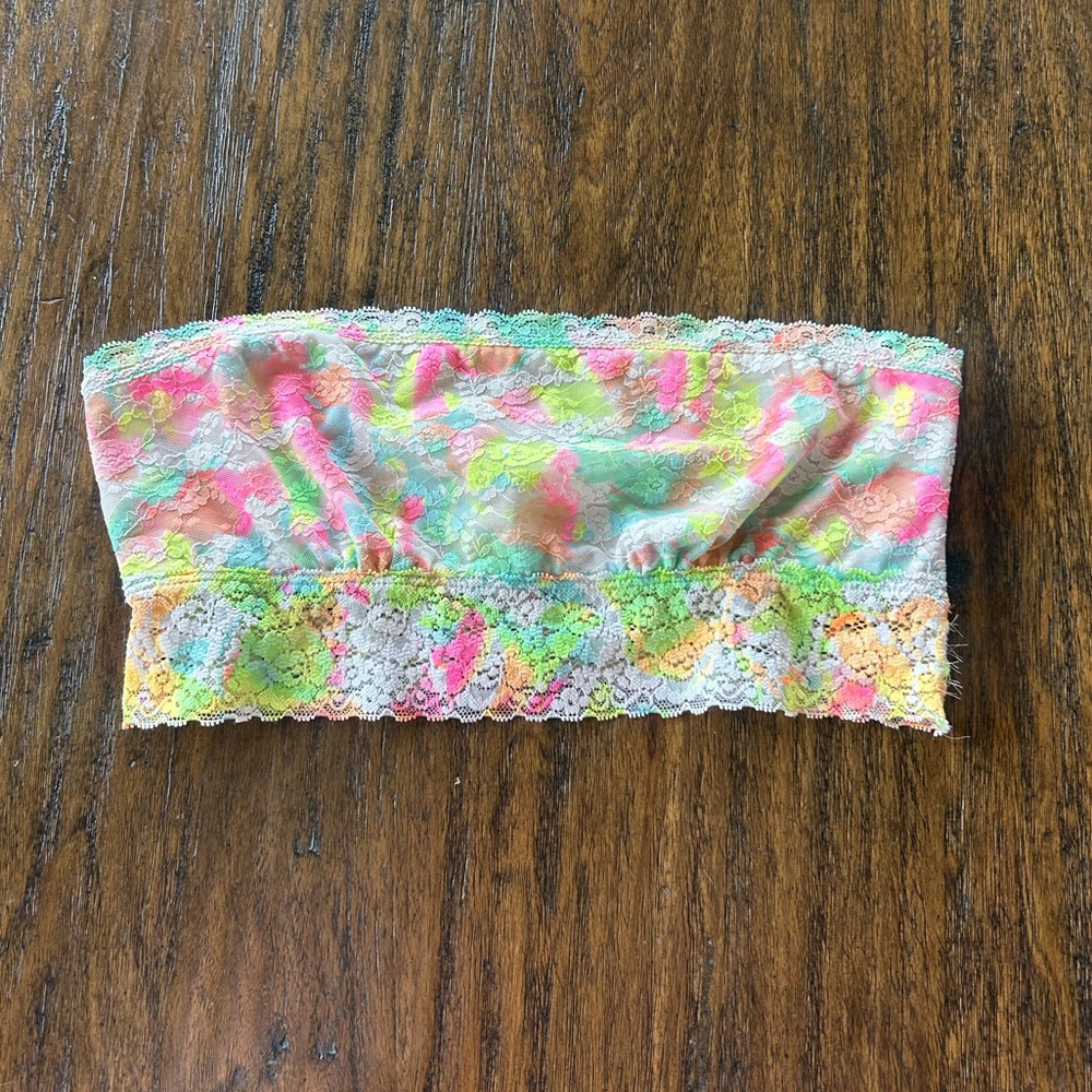 Victoria’s Secret PINK Y2K Girly Neon Tie Dye Lace Bandeau Top | Size S-M
